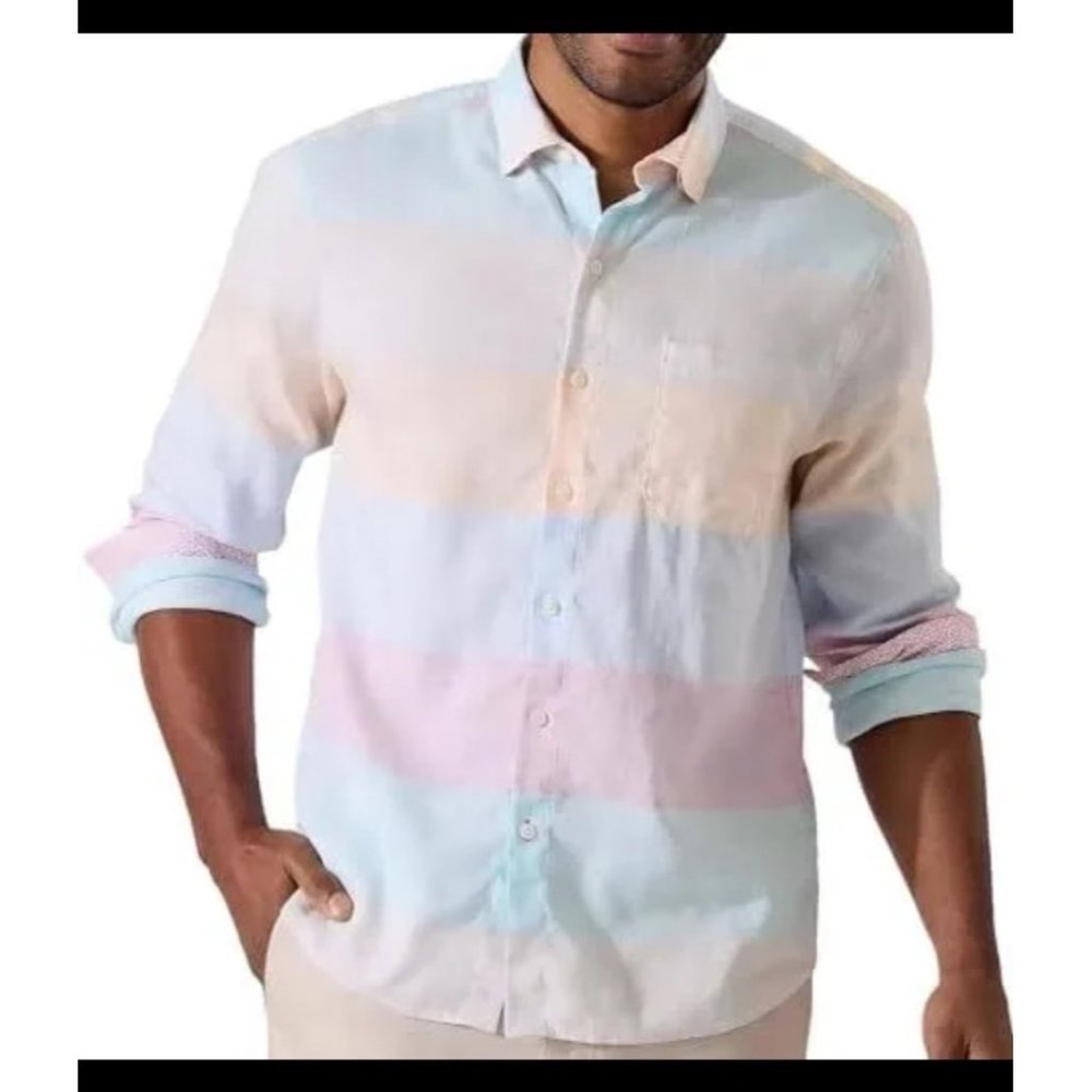 Tommy Bahama Barbados Breeze Linen Long‎ Sleeve Button Up Shirt NWT - Size XXL